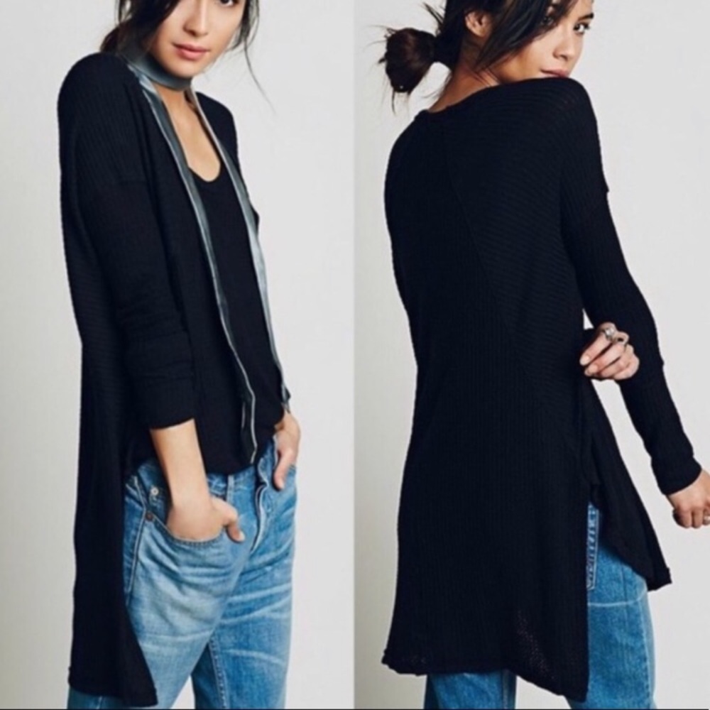 free people black thermal ventura sweater
